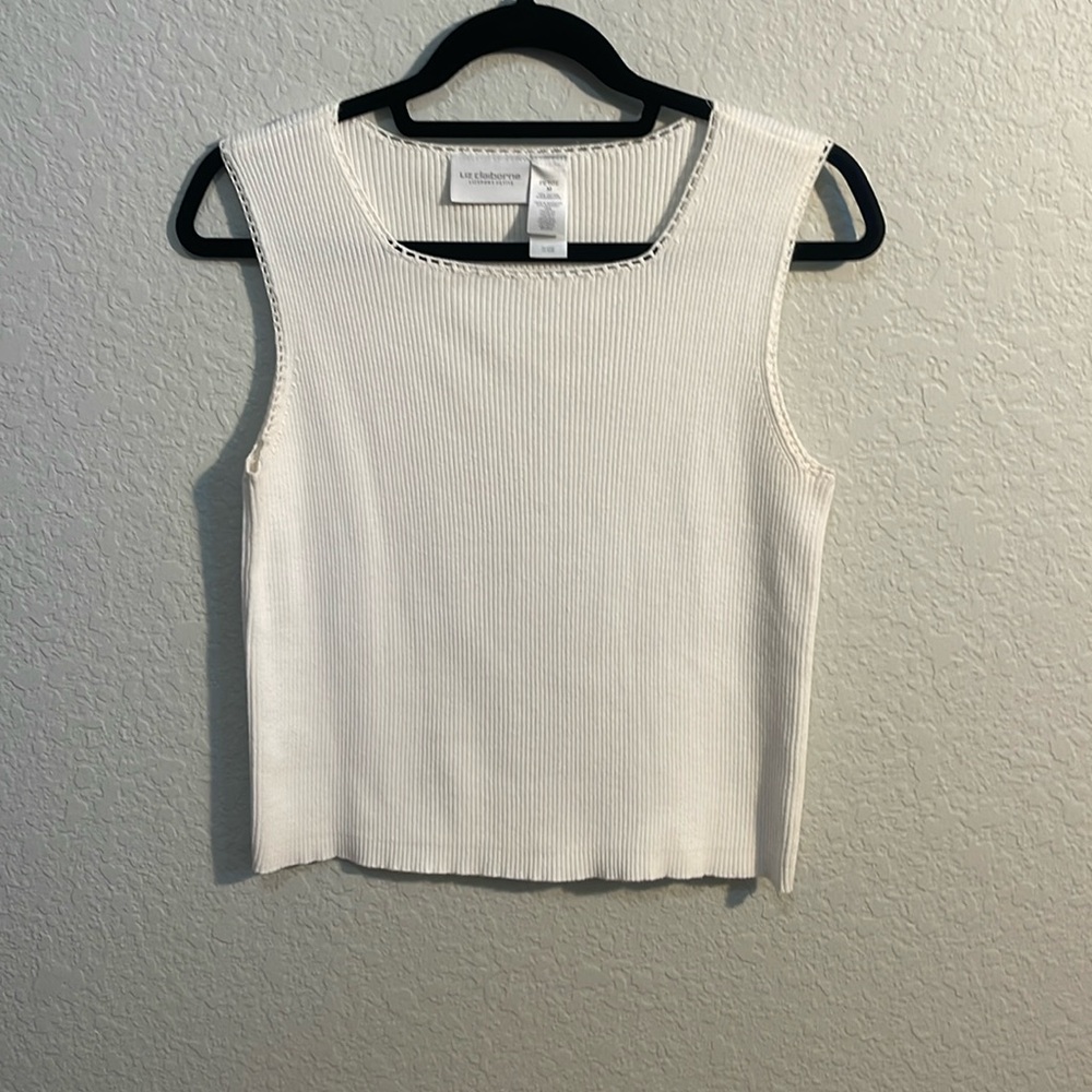 Cream ribbed pullover top Liz Claiborne M